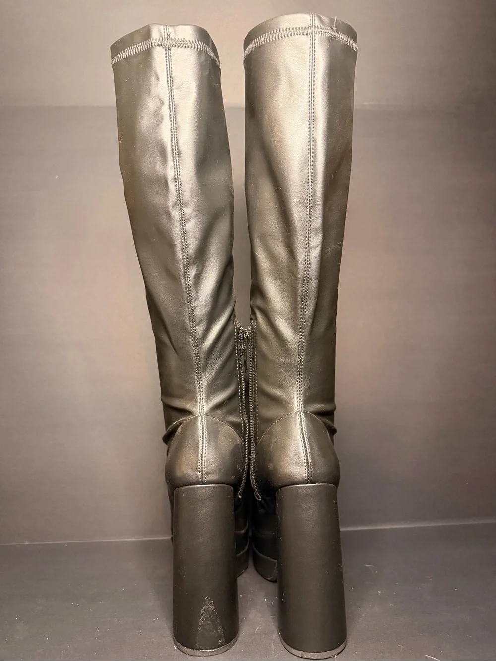 SODA Y2K Black Knee High Platform Chunky Heel Boots Size 8